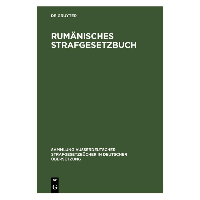 De Gruyter Rumänisches Strafgesetzbuch (Deutsch, Hardcover) (67759510)