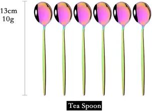 Modern Mode Marketplace White Gold Stainless Steel Spoons Tea & Dessert Set rainbow
