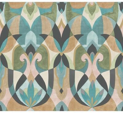 York Wallcoverings Malta Teal & Gold Wallpaper