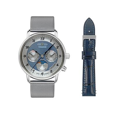 Quarzuhr ZEPPELIN "Friedrichshafen", silber (silberfarben, blau, silberfarben), Armbanduhren, Damen, Quarzuhr, Armbanduhr, Damenuhr, Made in Germany, Edelstahlarmband