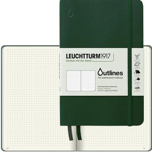Leuchtturm1917 Notizbuch Outlines, wasserabweisendes Softcover, Walden Green, 44 Blatt / 89 Seiten, 150 g/m², dotted, A5