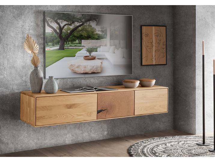 TV Board zum hängen 170cm 'Belfast' Wildeiche massiv