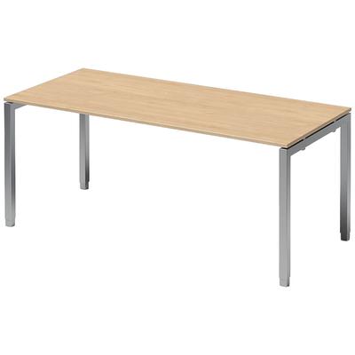 Bisley Cito höhenverstellbarer Schreibtisch 180x80 cm, Tischplatte in Ahorn, Gestell in Silber - PC Tisch für's Büro manuell höhenverstellbar,
