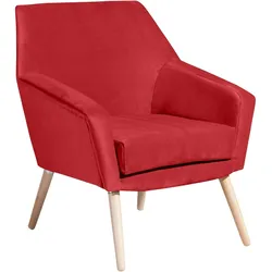 SESSEL Kachka Bezug Samtvelour Buche natur / rot