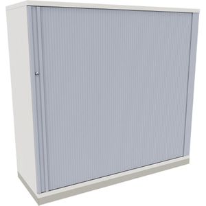 fm-Büromöbel Rollladenschrank Fastline, aus Holz, abschließbar, 120 x 113,3 x 44,2cm (B/H/T), silber / weiß