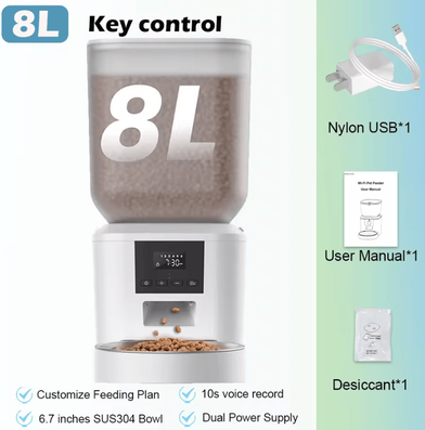 Inspire Curations Furpipi SmartCam 8L Automatic Pet Feeder With 1080P WiFi Camera key Control abs Sus 8l Ultra capacity