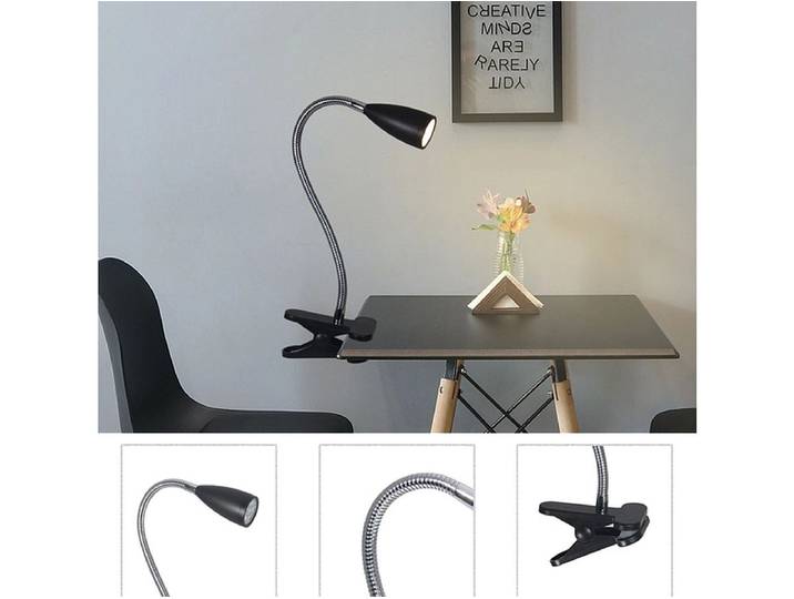 Bürolampe LED CLIP 38cm 3W schwarz