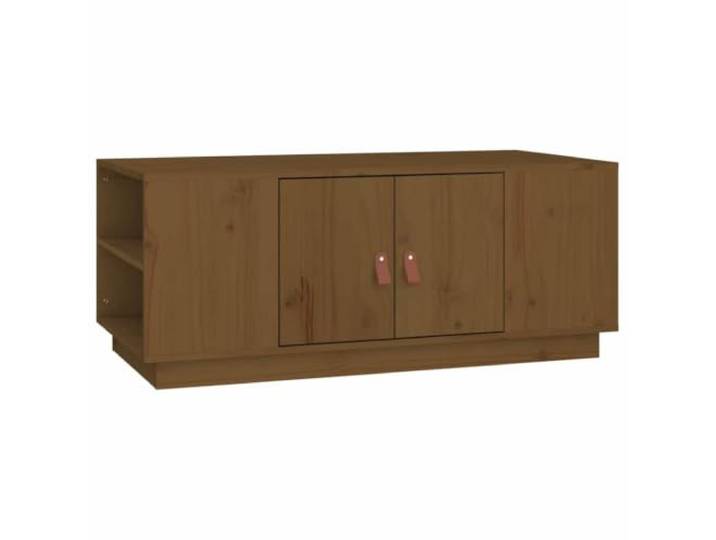 Tmriohed Couchtisch Massivholz Kiefer Honigbraun 100x50x41 cm Rustikaler Beistelltisch fürs Wohnzimmer mit praktischen Fächern und Ablagen für ordentliche Aufbewahrung von Büchern.