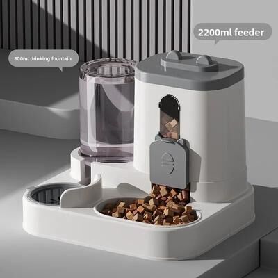 Inspire Select Automatic Dog Cat Feeder And Water Dispenser Set Gravity Food Feeder And Waterer With Pet Food Bowl gray