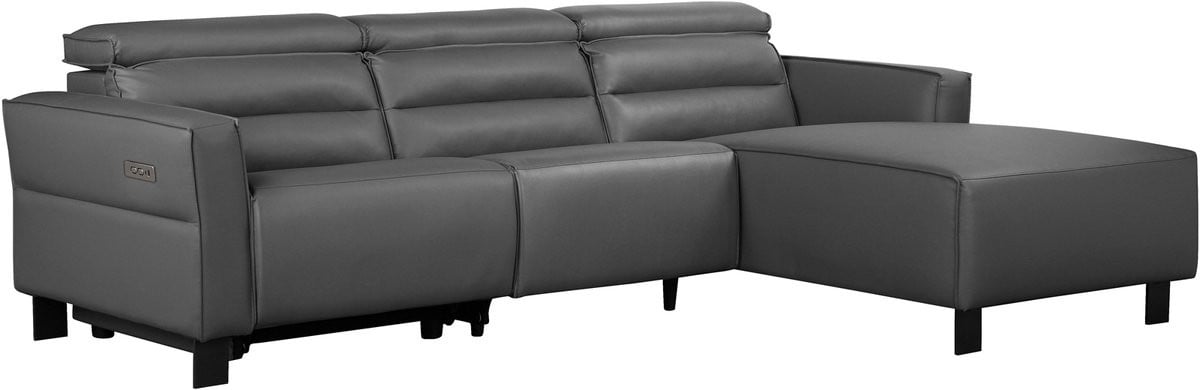 Notio Living Carpari Hoekbank met 1 Elektrische Relaxfunctie - Grijs PU - Scandinavisch Design