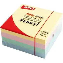 Apli Block mit 400 Haftnotizen 75x75 in Pastellfarben