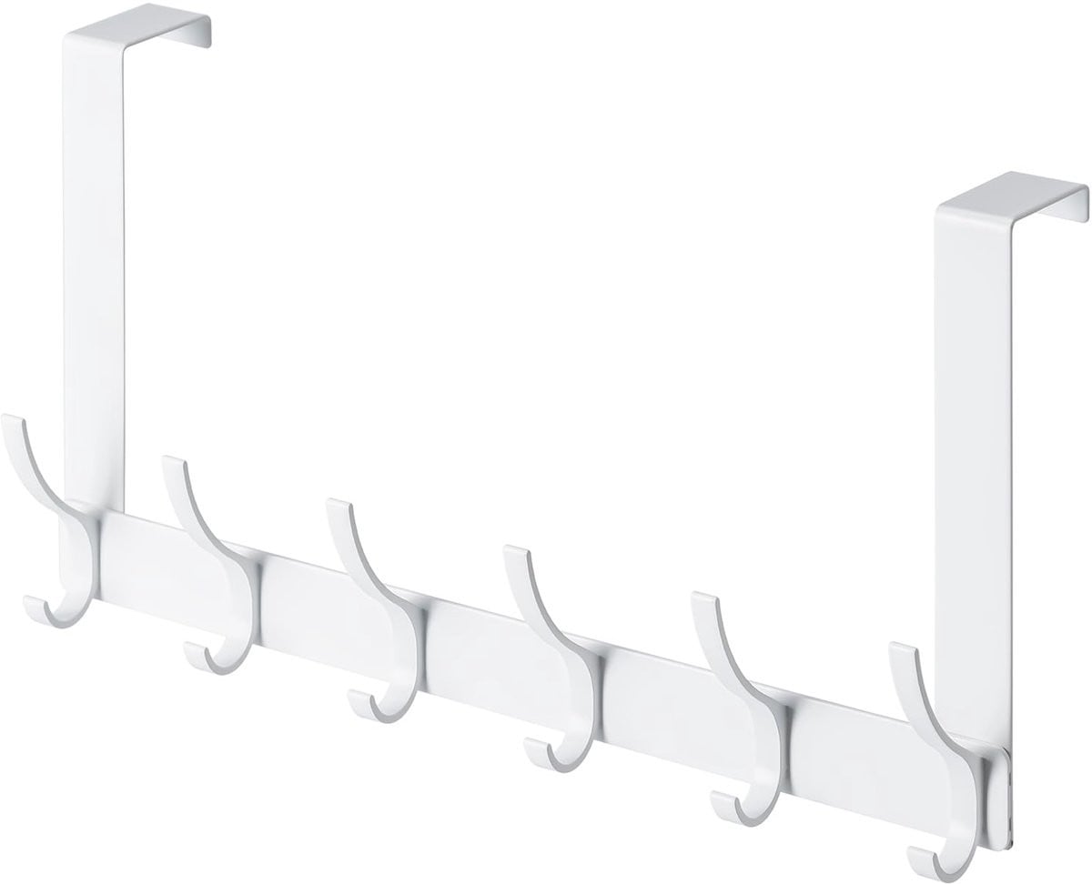 Wit deurenhak met 6 haken voor badkamer, slaapkamer of keuken