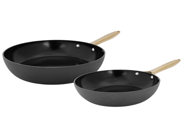 Lot de 2 Poêles en aluminium recyclé, noir, D24+28 cm