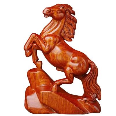 Rosewood Feng Shui Horse Lucky Wealth Statue red