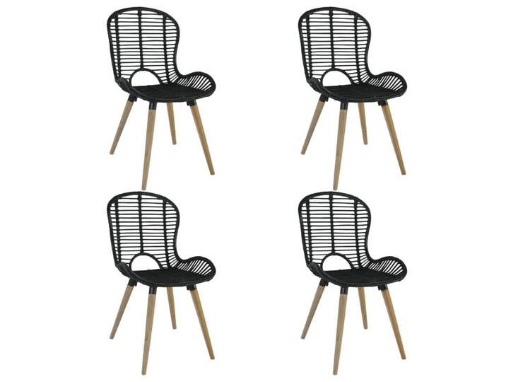 vidaXL Esszimmerstuhl Esszimmerstühle 4 Stk. Schwarz Natur Rattan (4 St)