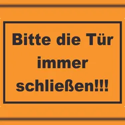 HB-Druck Aufkleber Bitte die Tür immer schließen schwarz-orange A2 (420x594mm)