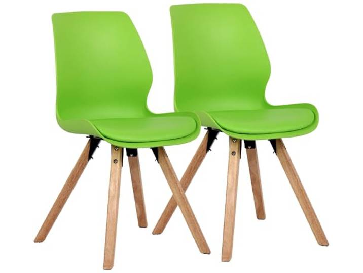 CLP Esszimmerstuhl 2er Set gepolstert Luna, moderner Polsterstuhl mit Rückenlehne, stabil bis 136 kg, Küchenstuhl für Esszimmer und Wohnzimmer Farbe grün Material Kunststoff