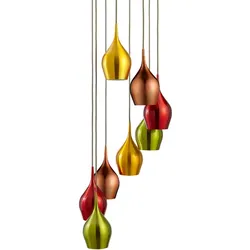 Vibrant 8Flammige Farbige Multi-Drop Schirme (Rot, Grün, Gold, Kupfer) chrom