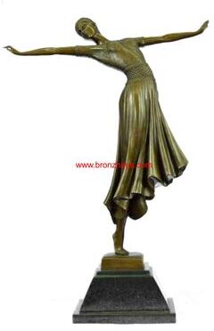 Bronzhaus Signed Bronze Art Nouveau Deco Chiparus Statue Figurine Sculpture Art Figure