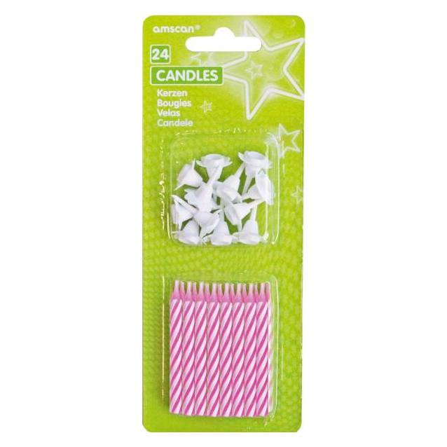 Magni Kerzen pink gestreift 25 Stück (25 Stk.) (INT17105-06)