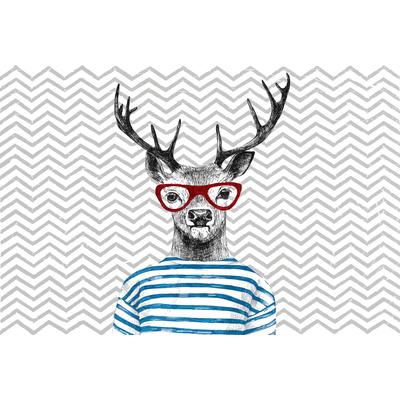 Fototapete ARCHITECTS PAPER "Atelier 47 Modern Deer 3", grau (blau, rot, grau), B:4m L:2,7m, Vlies, Tapeten, Vlies, Wand, Schräge, Decke