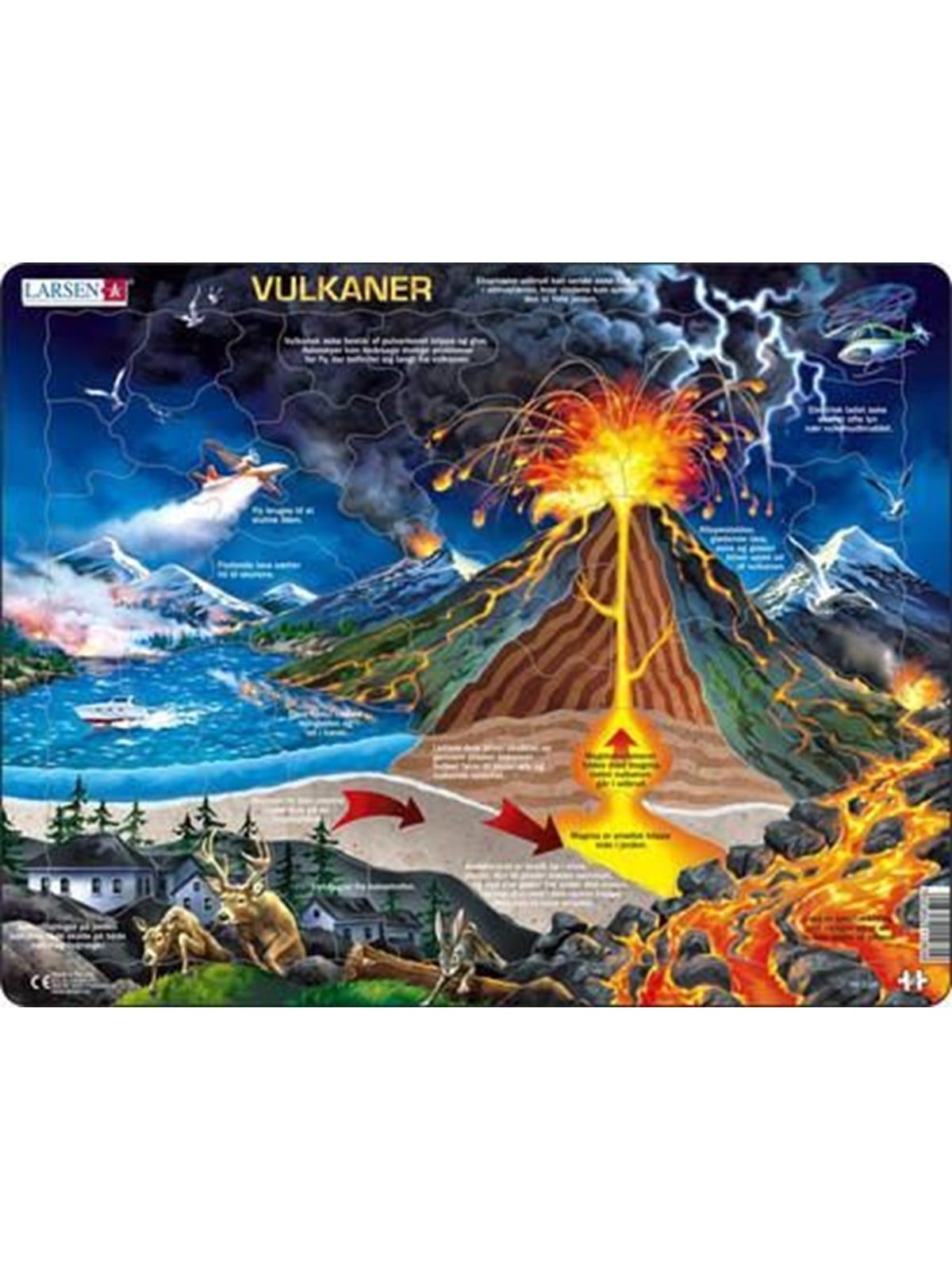 Larsen Puzzles Volcanoes Jigsaw Puzzle - 70 pieces Maxi (36.5 x 28.5 cm) 2D Puzzles