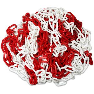 UvV Absperrkette KETT1208.25, Länge 25m, aus Kunststoff, Materialstärke 8mm, rot / weiß