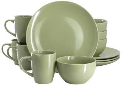 Gibson Set of 12, Stoneware Dinnerware Sage Green