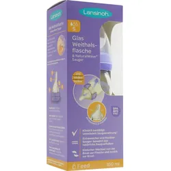 Lansinoh Glas Weithalsflasche 160ml mit Sauger S 1 ST