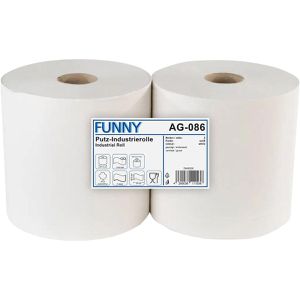 Funny Putztuchrolle AG-086, aus Zellstoffmix, weiß, 2-lagig, 1000 Blatt à 26 x 33 cm, perforiert, 2 Rollen