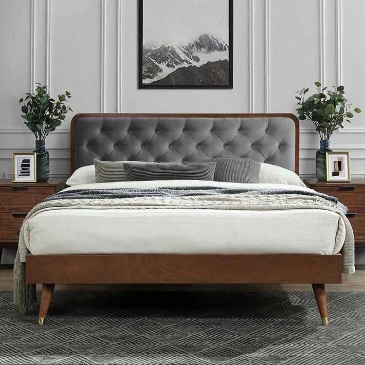 garneroarredamenti Letto 160x200cm matrimoniale moderno noce grigio Assid