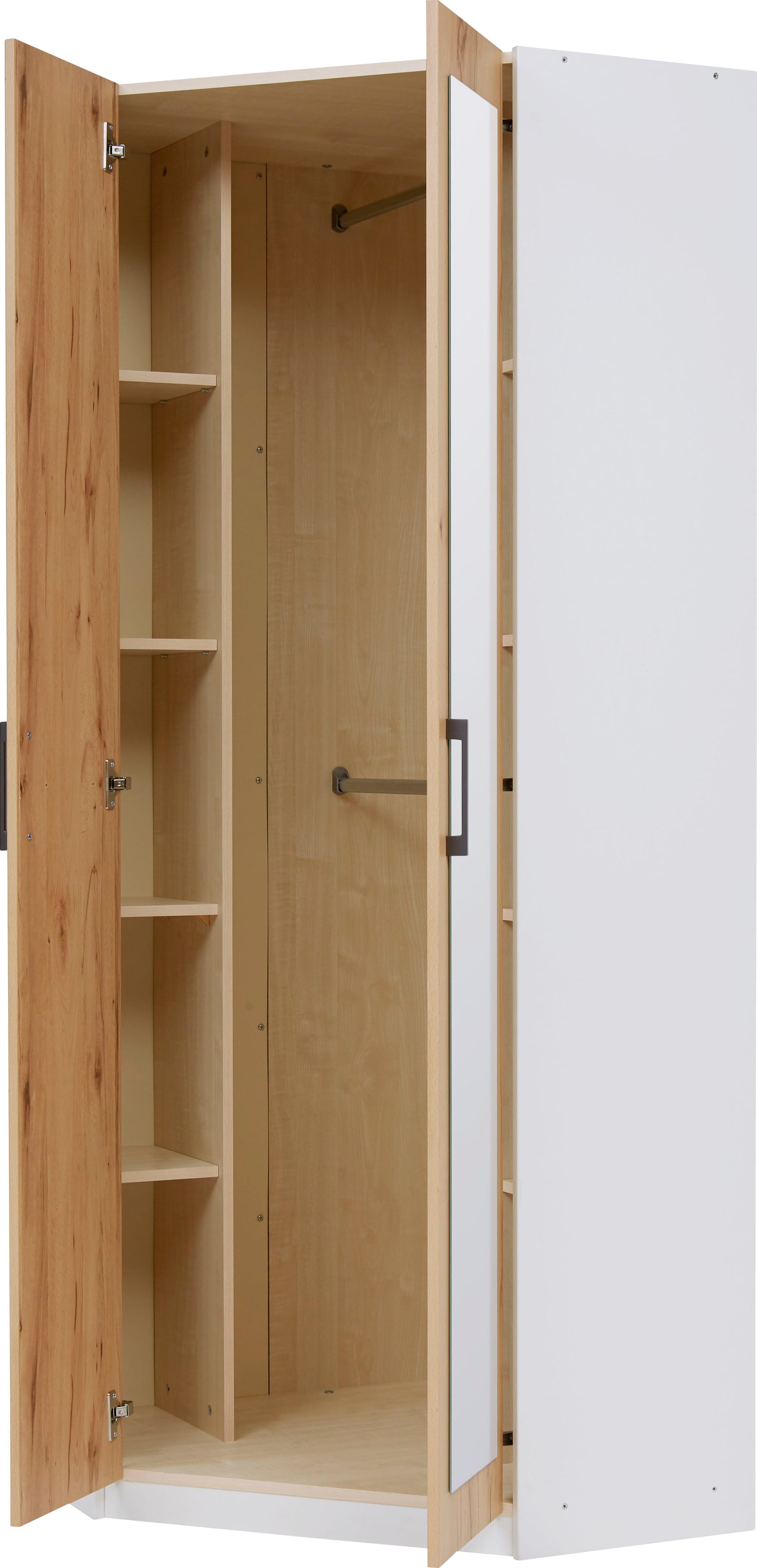 Eckkleiderschrank PRIESS "Lissabon", braun (lichtweiß, astkernbuche), B:78cm H:193cm T:36cm, Holzwerkstoff, Schränke, Eckkleiderschrank