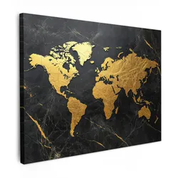 LEINWANDBILD Weltkarte - Gold - Marmor Wandbild 40x30 cm