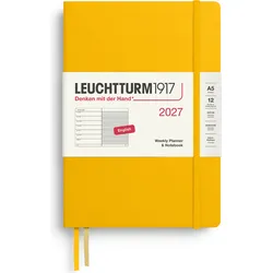 Leuchtturm 1917 Wochenplaner mit Notizbuch liniert Hardcover 2027 EN A5, gelb
