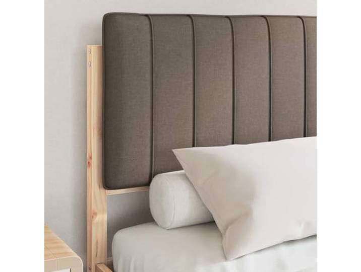 KTHLBRH Bett mit Kopfteil, taupe bezogen, 140 x 190 cm Massives Kiefernholz, Lattenrost, waschbarer Bezug, einfache Montage