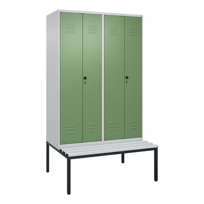 C+P DoppelSpind Classic PLUS Kunststoff untergebaute Bank 4 Abteile Trennwand HxBxT 212x120x82cm Sicherheitsdrehriegel HellgrauResedagrün von PROREGAL