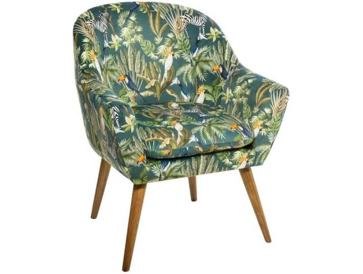 Fauteuil  Sango  velours vert motifs jungle - Atmosphera Créateur d'intérieur