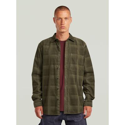 Langarmshirt G-STAR "One Pocket Regular Hemd", Herren, Gr. L, grün (combat gd laser check), Obermaterial: 100% Baumwolle, Shirts Langarmshirt