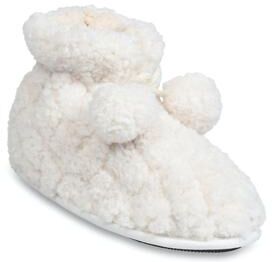 Women's Quilted Teddy Bear Slipper Boot With Poms Slippers by GaaHuu in Natural (Size S(5/6))