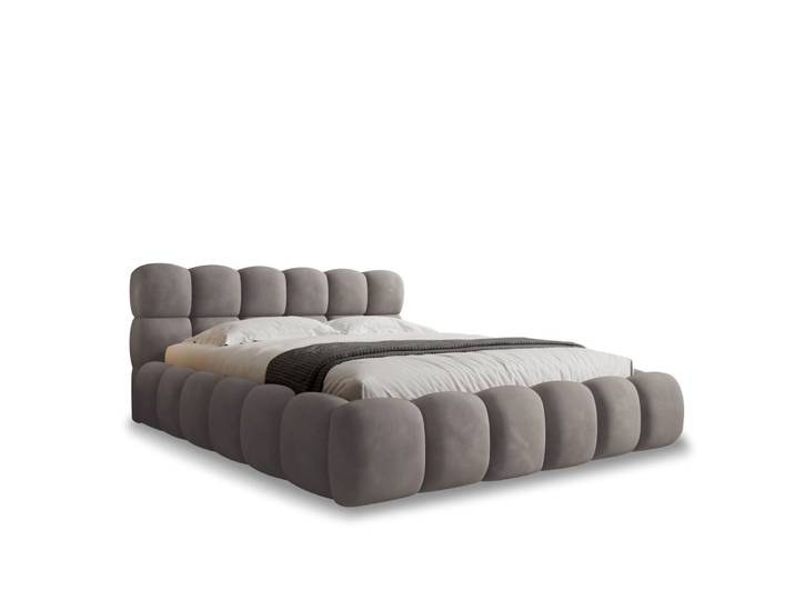 Lit coffre 140x190cm en velours taupe