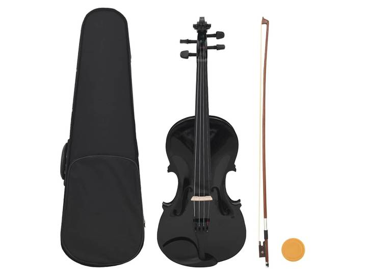 vidaXL Violine Komplettset mit Bogen und Kinnhalter Helles Holz 4/4