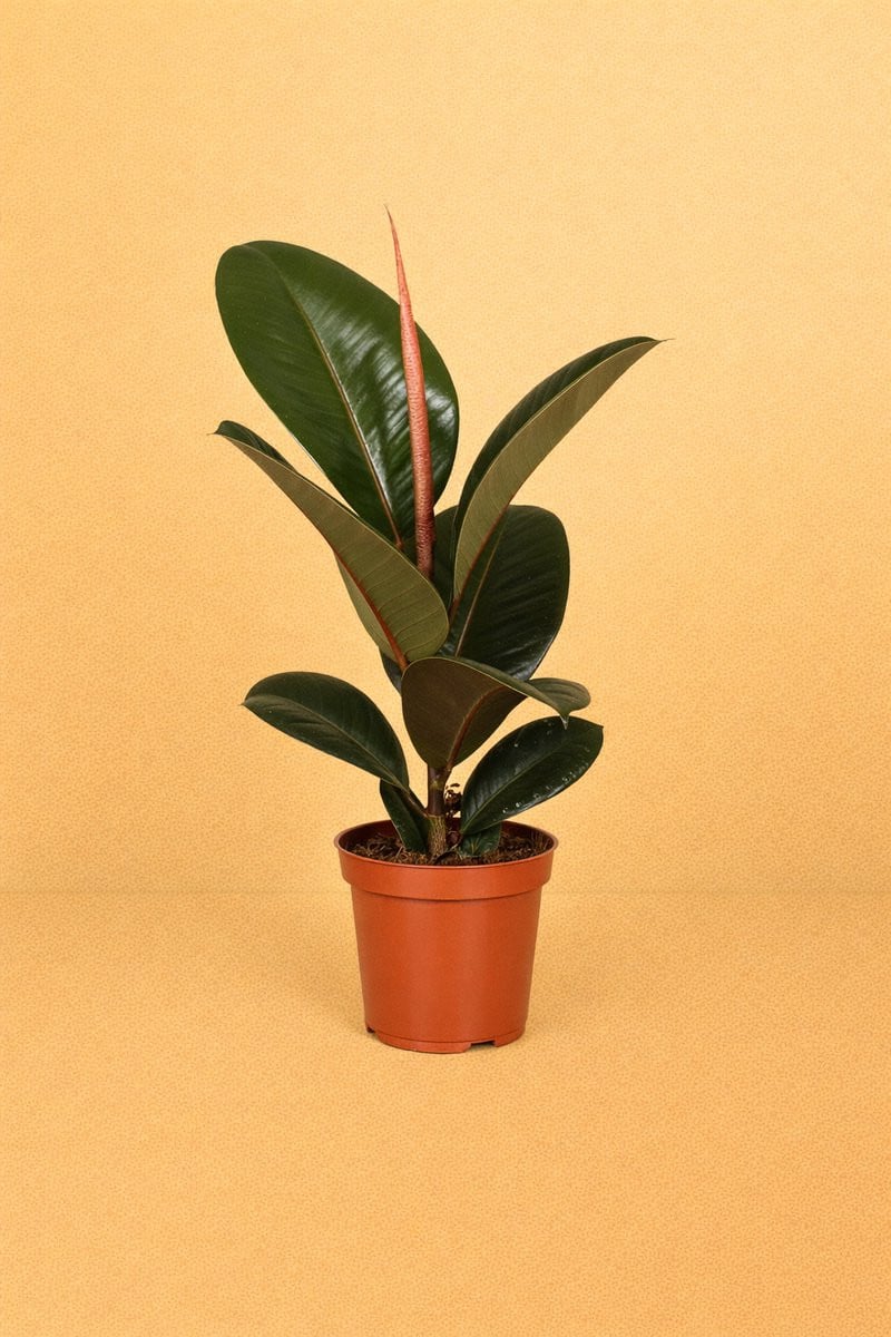 Ficus Elastica Robusta - Rubberboom - Luchtzuiverende kamerplant - Hoogte: circa 85 cm