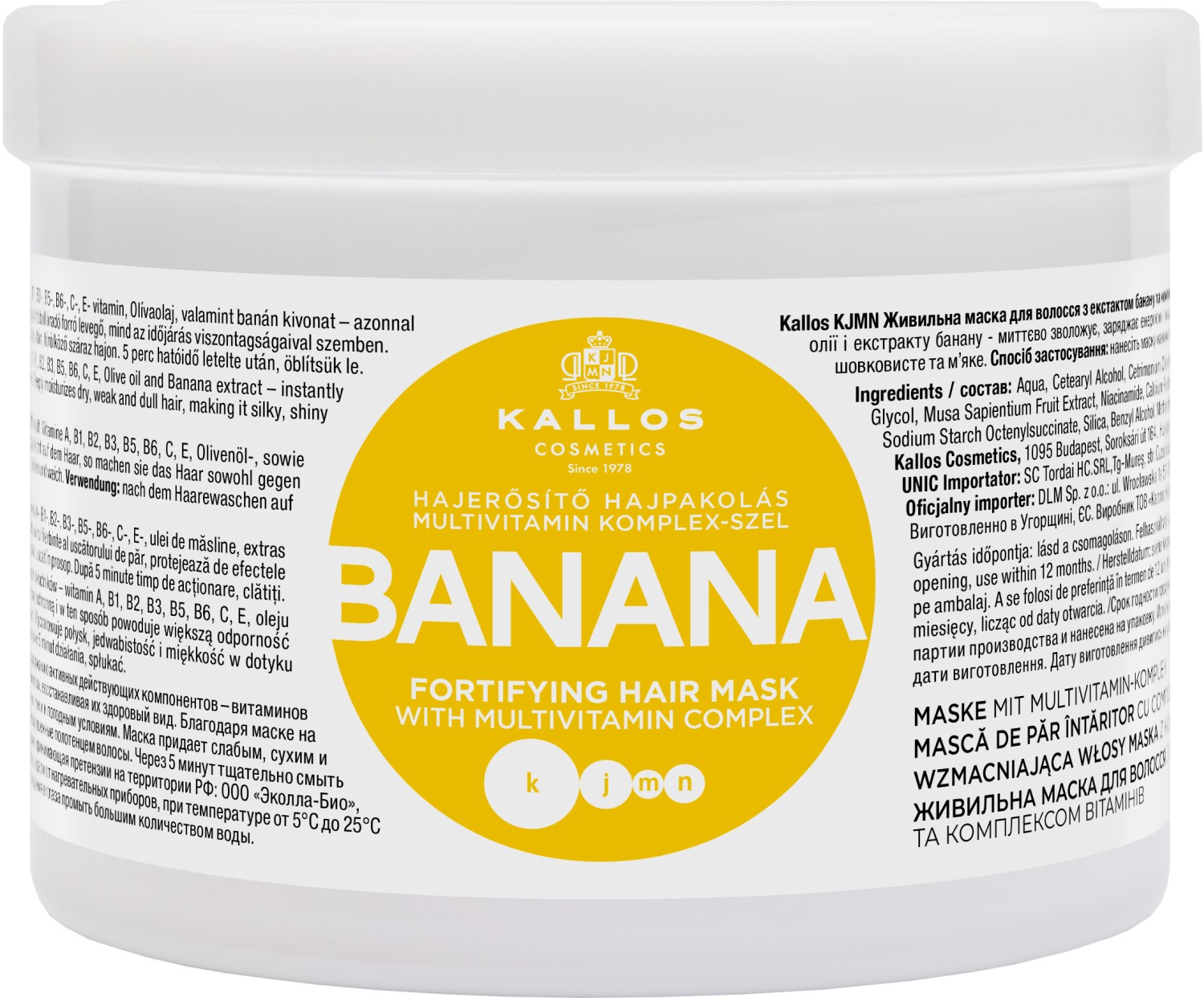 Kallos KJMN Banana Fortifying Hair Mask 500 ml KA-KJMN1768