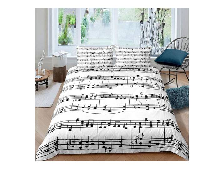 LuxusKollektion Jugendbettwäsche Bettwäsche-Set Musik Thema 155x220cm Muster 3