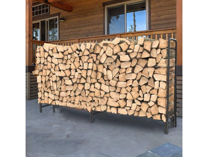 Porte-bûches de bois de chauffage robuste, long et grand support de stockage, empileurs de bois, jardin intérieur, 91.6