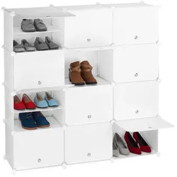 Relaxdays Schuhschrank Stecksystem 24 Fächer Weiß