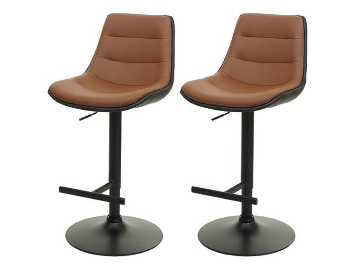 Mendler 2er-Set Barhocker HWC-L85 Kunstleder - braun