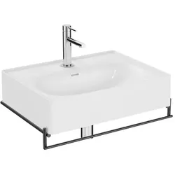 VitrA Equal Waschtisch-Set 64081 mit Waschtisch 60 cm, weiß hochglanz VC, mit Handtuchhalter Metall schwarz matt