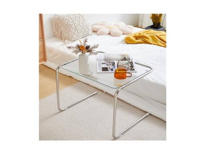 YCCHAH Wohnzimmermöbel Sofa Seite Wenige Designer Kreativ Edelstahl Mini Couchtisch Glas Einfache Metall Ecke Mehrere Regale Tische Beistelltische Wohnzimmer (B)