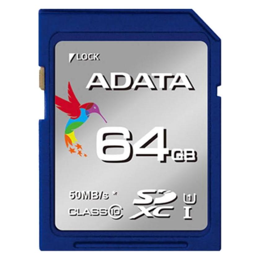 Adata SDXC Card 64GB,, Premier UHS-I C10 (64 GB, SDXC, U1, UHS-I) (ASDX64GUICL10-R)